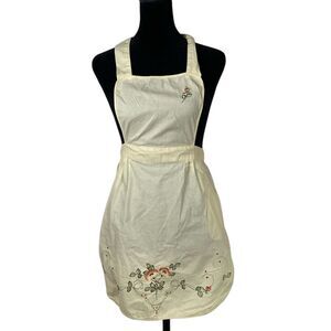Youth Full Apron Yellow Embroidery Orange Green Kitchen Cooking Art‎